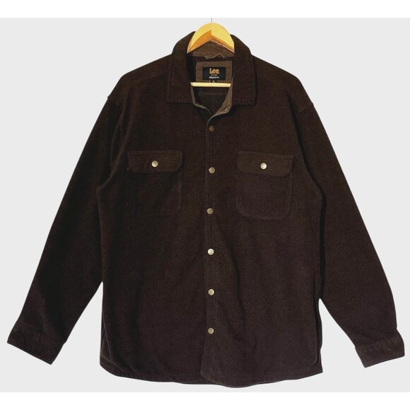 VTG Lee Brown Thin Corduroy Long Sleeve Snap Front Western Shirt Overshirt - Picture 1 of 12